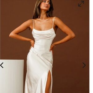 Selfie Leslie Cream Satin Dress